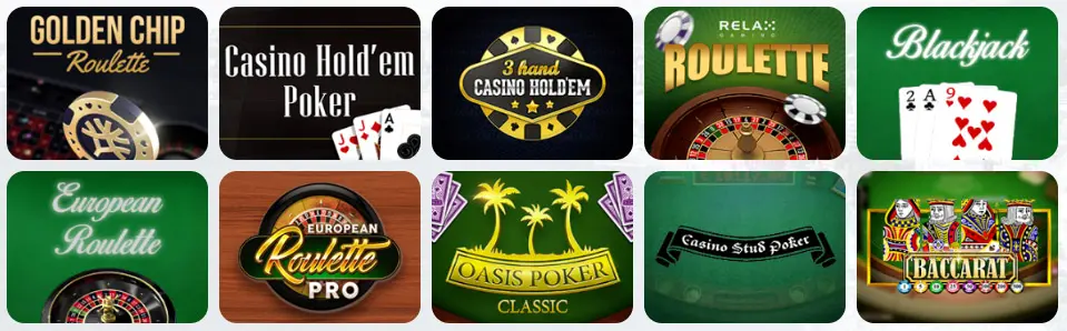 Jeux de table au Celsius Casino Casino
