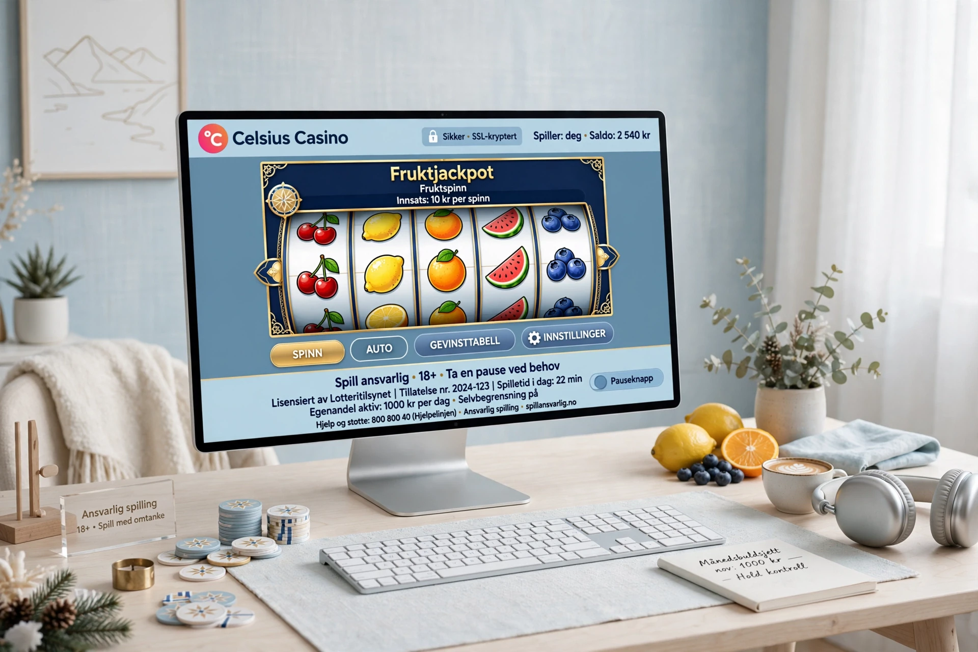 automater på skjermen CELSIUS CASINO