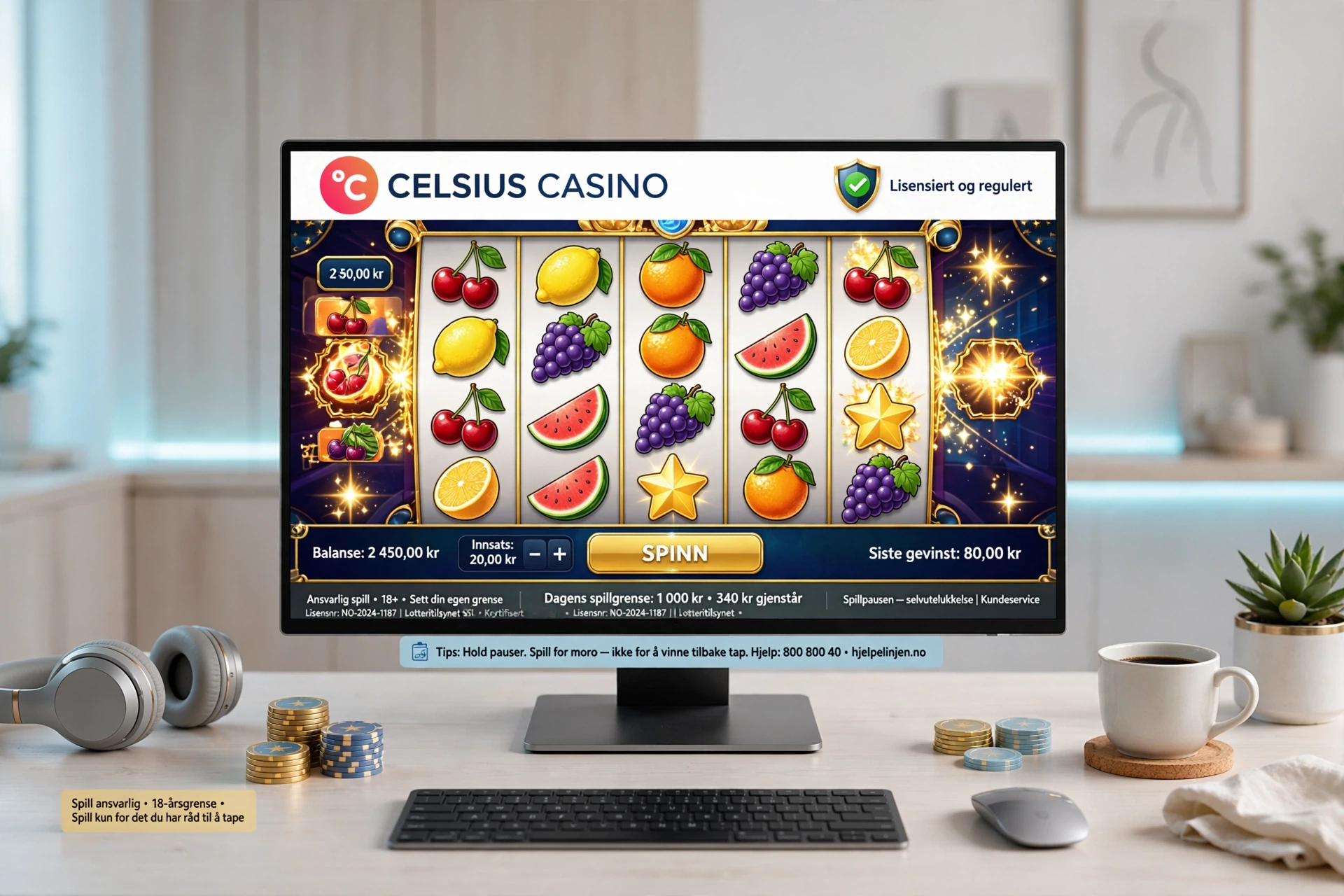 spilleautomater på skjerm CELSIUS CASINO